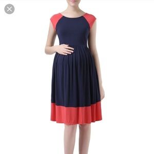 Kimi & Kai Andie Colorblock Skater Maternity Dress